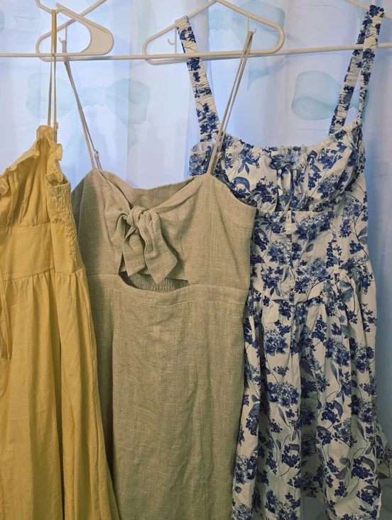 Sun Dress Bundle Size Large Cotton Linen Bustier Details Floral Milkmaid Maxi - Picture 3 of 8